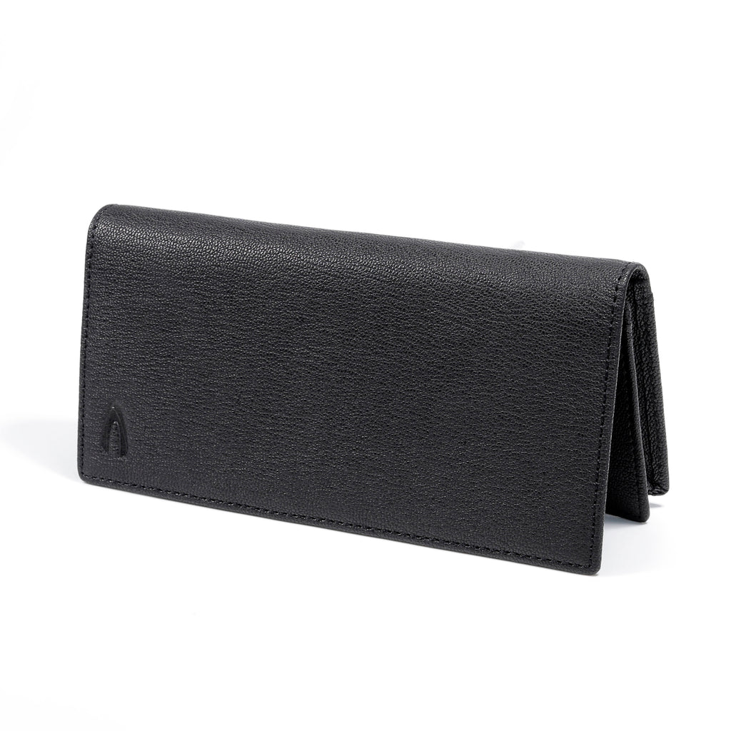 camel active | Men Long Wallet Leather 12 Card Compartments Grainy Finished | Black