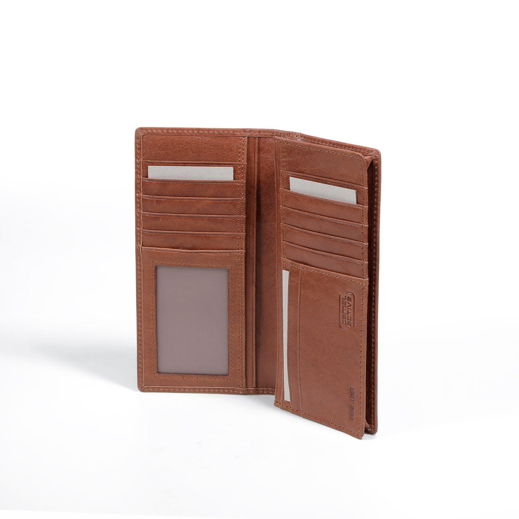 camel active | Men Long Wallet Leather 12 Card Compartments Grainy Finished | Brown