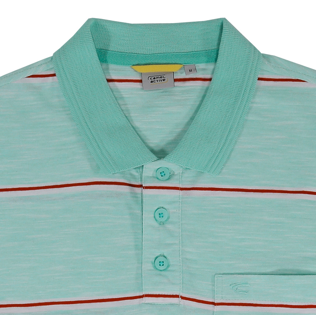 camel active | Short Sleeve Polo-T in Regular Fit with Multistripe | Mint