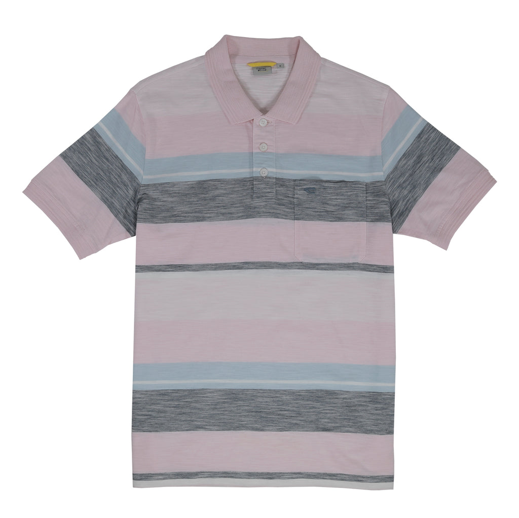 camel active | Short Sleeve Polo-T in Regular Fit with Multistripe | Lavender