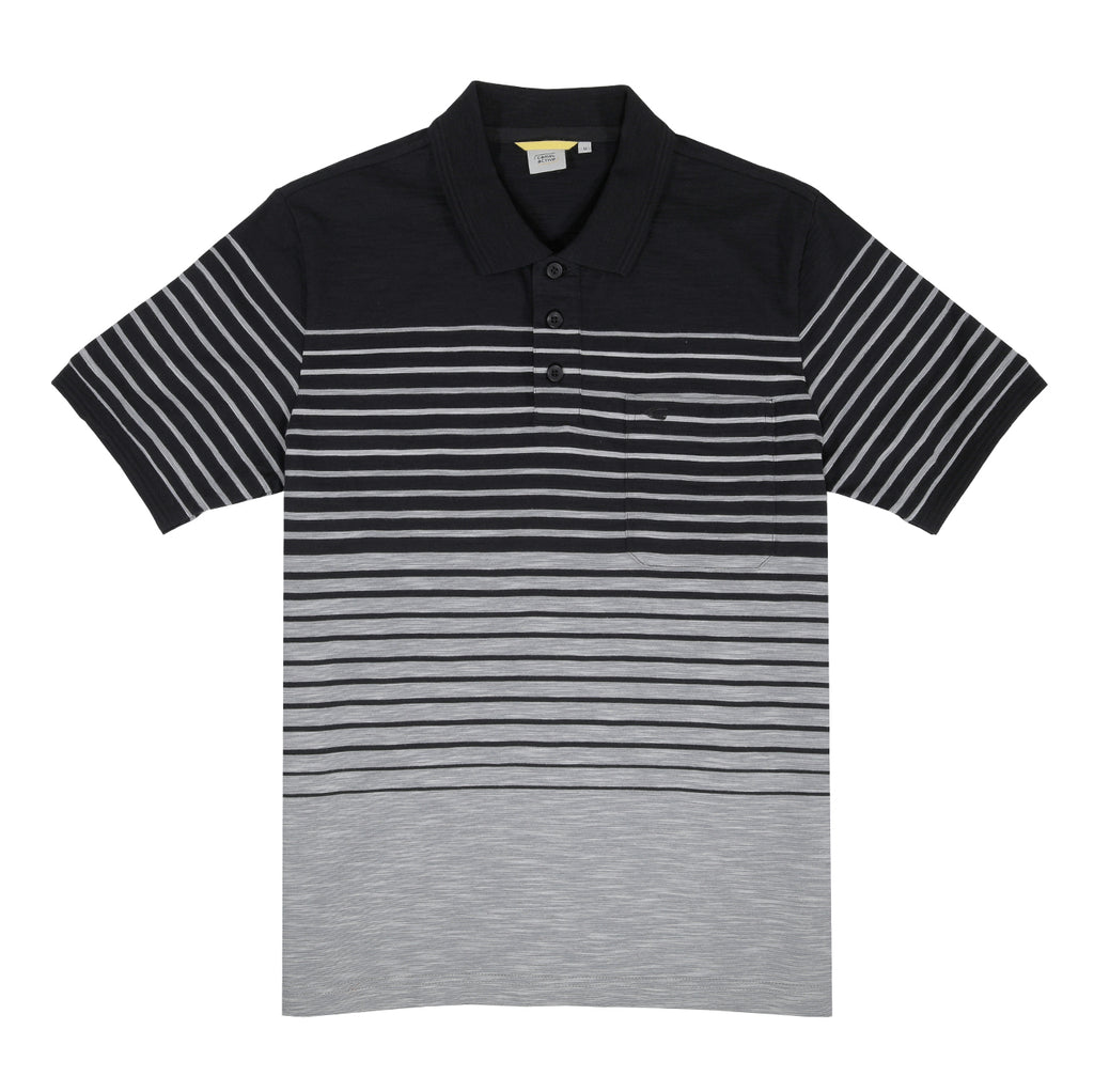 camel active | Short Sleeve Polo-T in Regular Fit with Multistripe | Black
