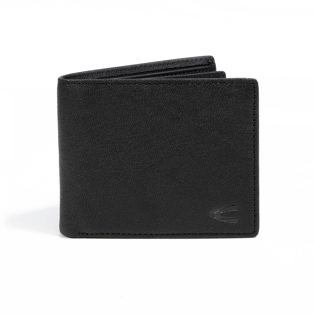 camel active | Men Bi Fold Wallet Leather 14 Card Compartments Grainy Finished | Black