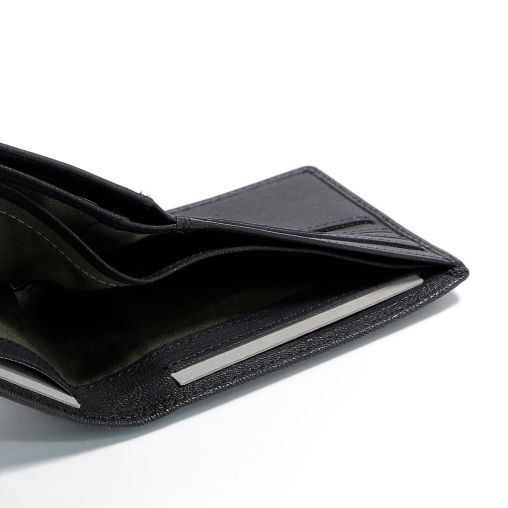 camel active | Men Bi Fold Wallet Leather 14 Card Compartments Grainy Finished | Black