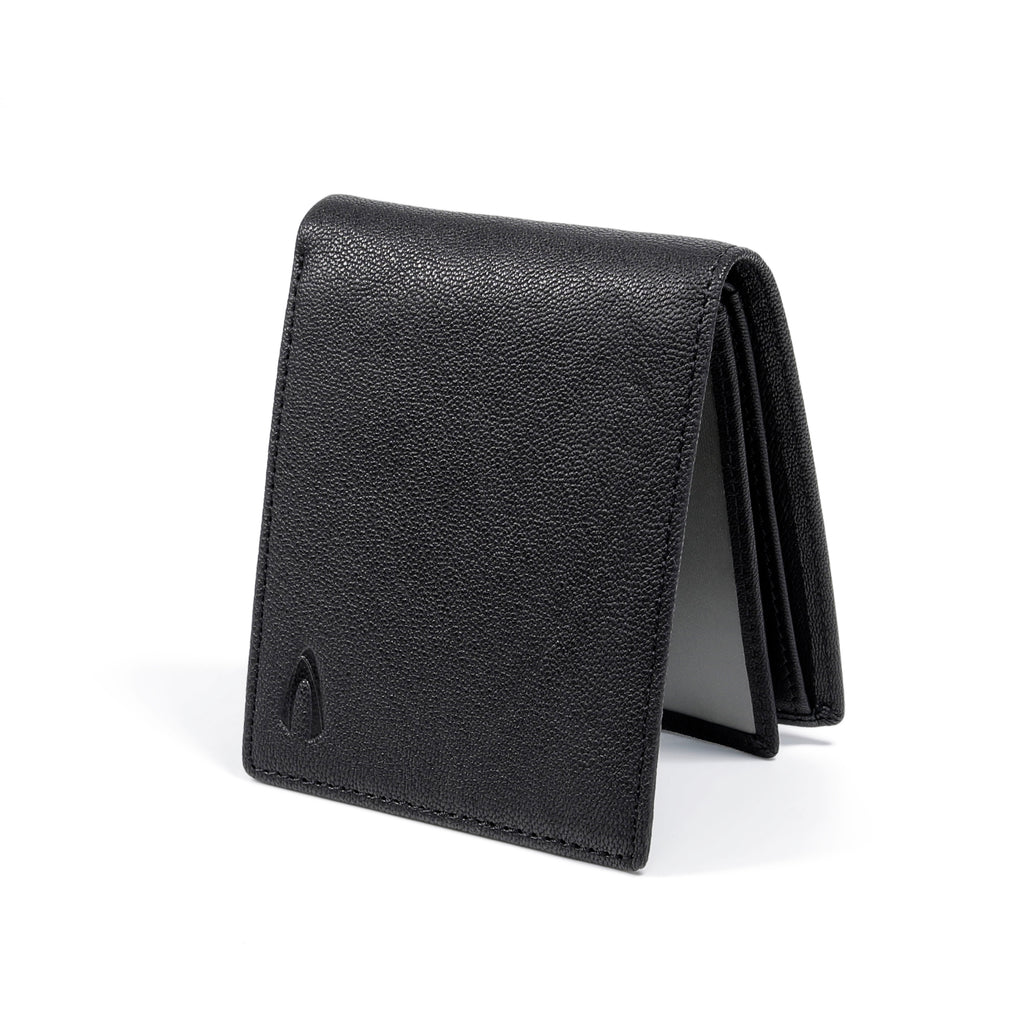 camel active | Men Bi Fold Wallet Leather 14 Card Compartments Grainy Finished | Black