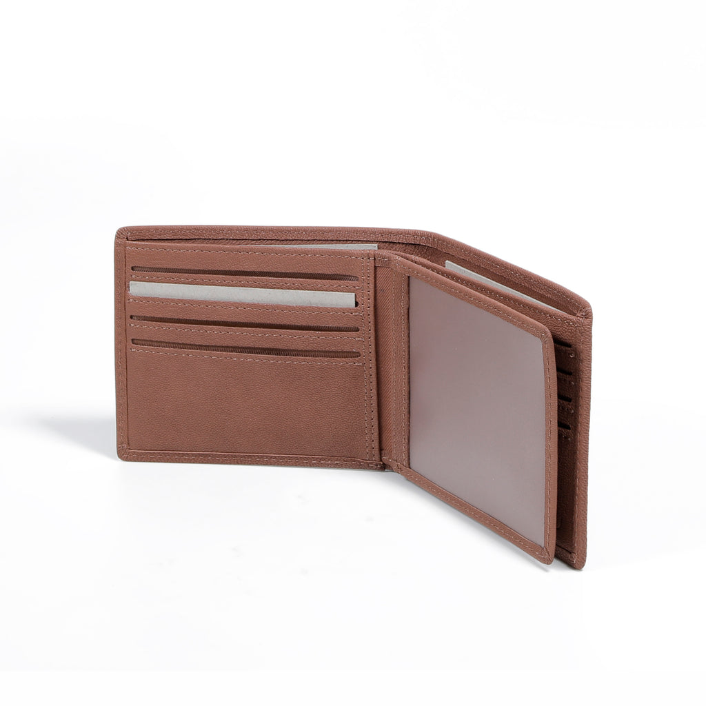 camel active | Men Bi Fold Wallet Leather 14 Card Compartments Grainy Finished | Brown