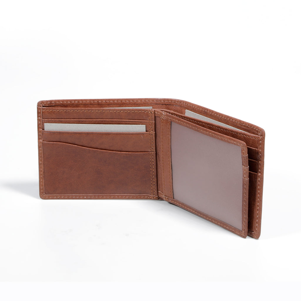 camel active | Men Bi Fold Wallet Leather 11 Card Compartments Grainy Finished | Brown