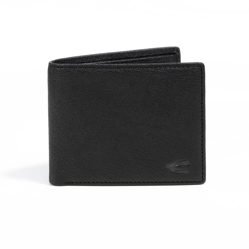 camel active | Men Bi Fold Wallet Leather 6 Card Compartments Grainy Finished | Black