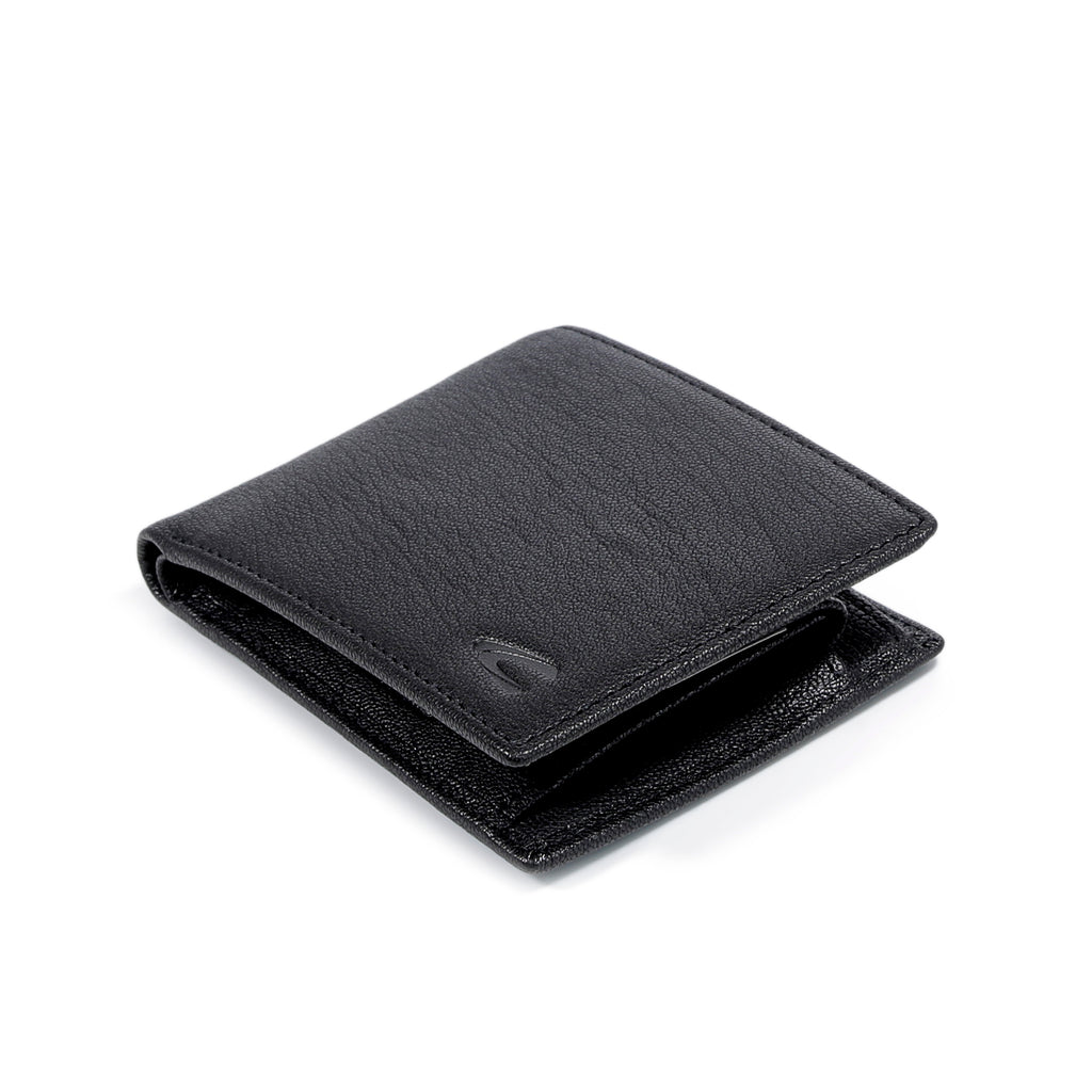 camel active | Men Bi Fold Wallet Leather 6 Card Compartments Grainy Finished | Black