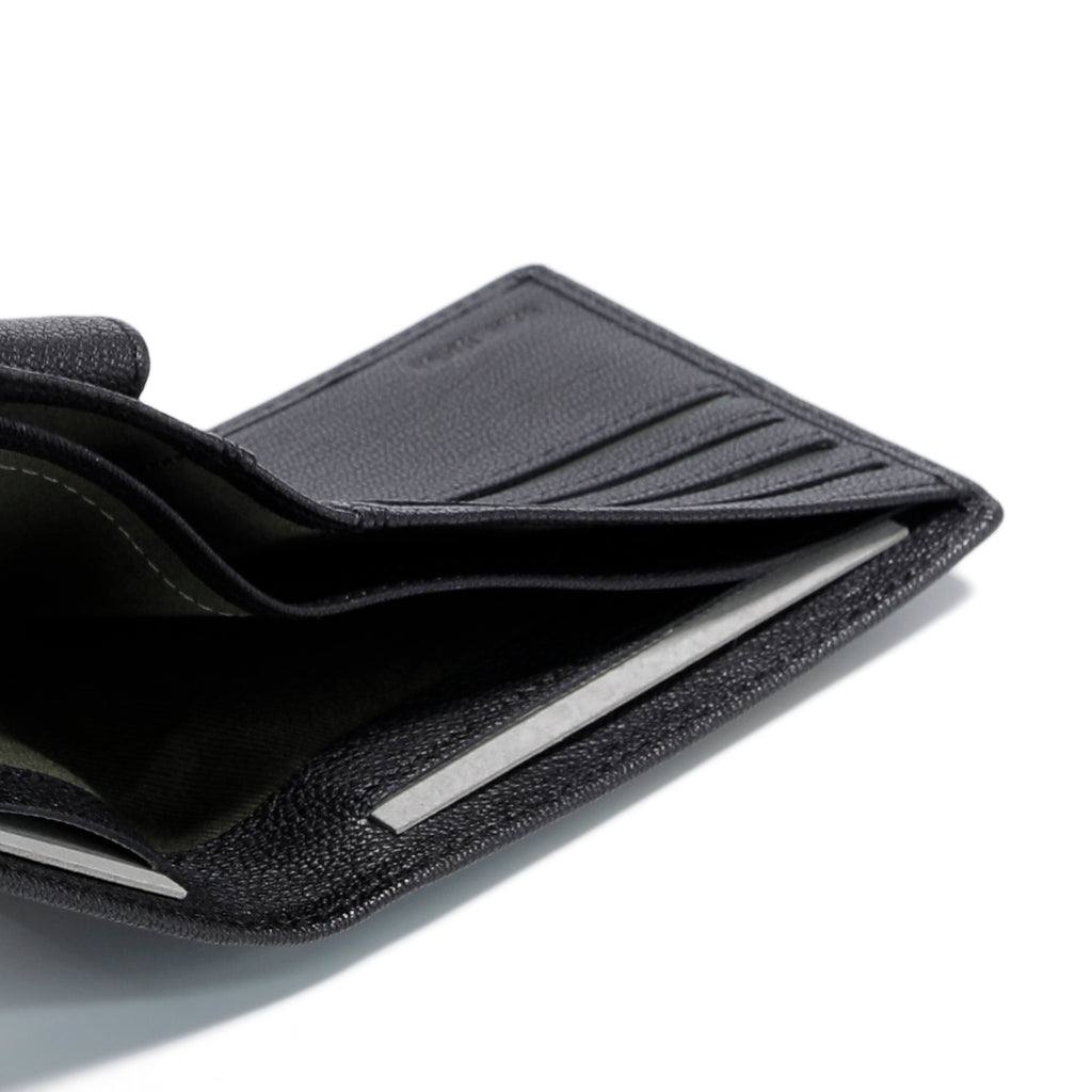 camel active | Men Bi Fold Wallet Leather 6 Card Compartments Grainy Finished | Black