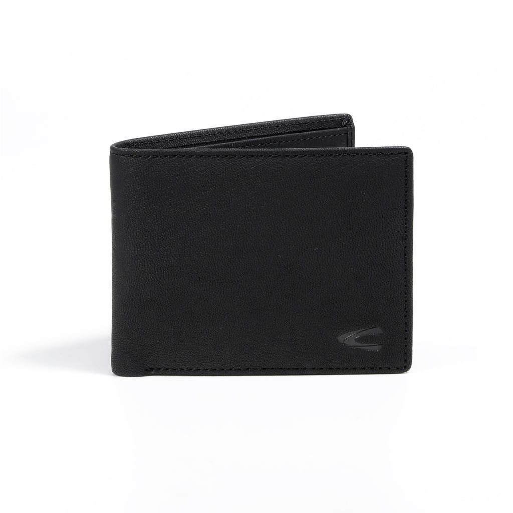camel active | Men Bi Fold Wallet Leather 10 Card Compartments Grainy Finished | Black