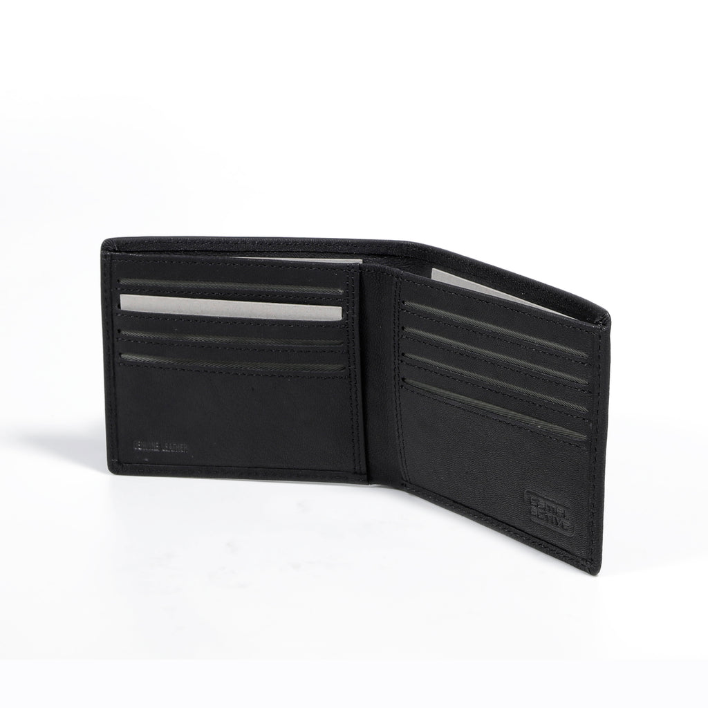camel active | Men Bi Fold Wallet Leather 10 Card Compartments Grainy Finished | Black