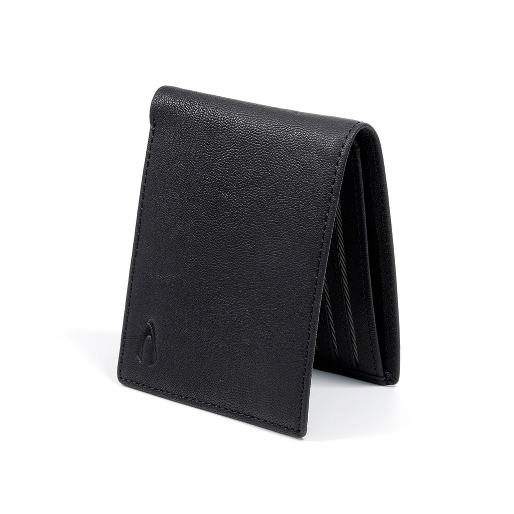 camel active | Men Bi Fold Wallet Leather 10 Card Compartments Grainy Finished | Black