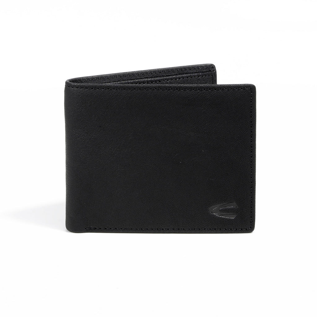 camel active | Men Bi Fold Wallet Leather 13 Card Compartments Grainy Finished | Black