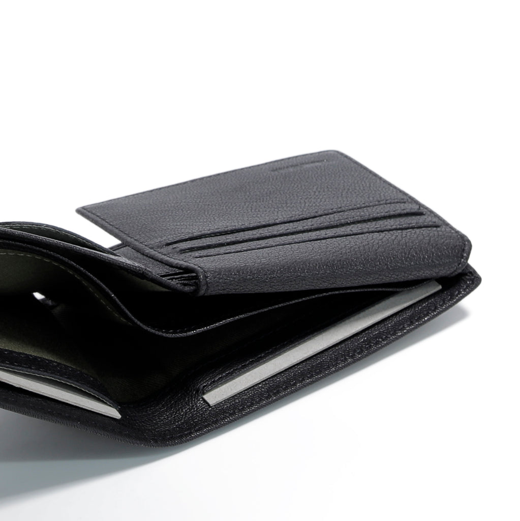 camel active | Men Bi Fold Wallet Leather 13 Card Compartments Grainy Finished | Black