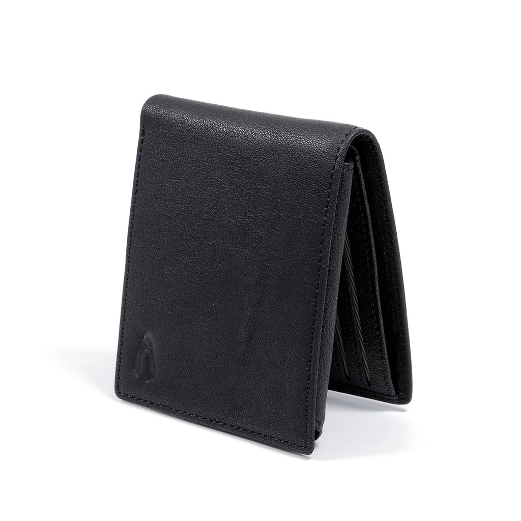 camel active | Men Bi Fold Wallet Leather 13 Card Compartments Grainy Finished | Black