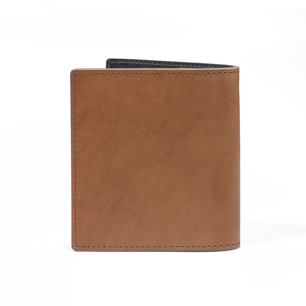 C by camel active | Men Vertical Bi Fold Wallet Leather 2 Card Compartments Raw Edge Finished | Brown