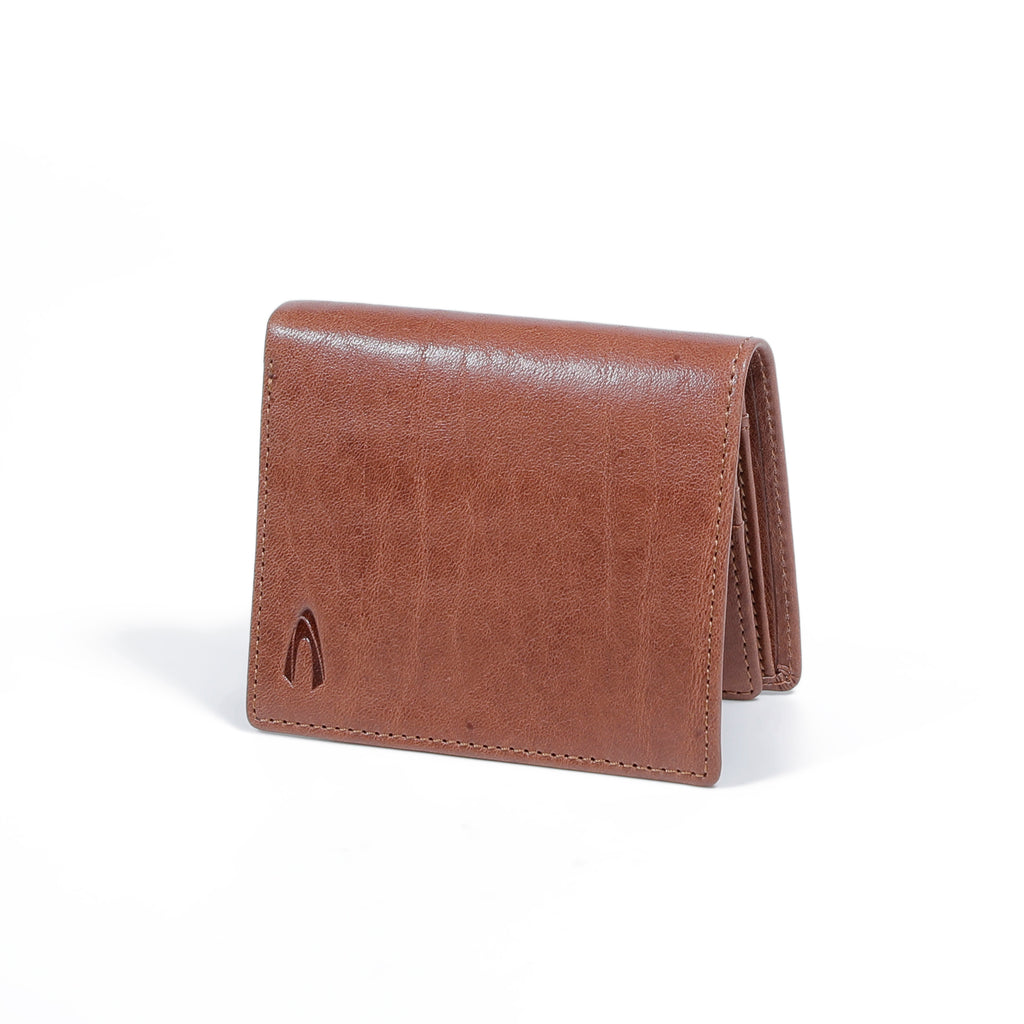camel active | Men Vertical Bi Fold Wallet Leather 11 Card Compartments Grainy Finished | Brown