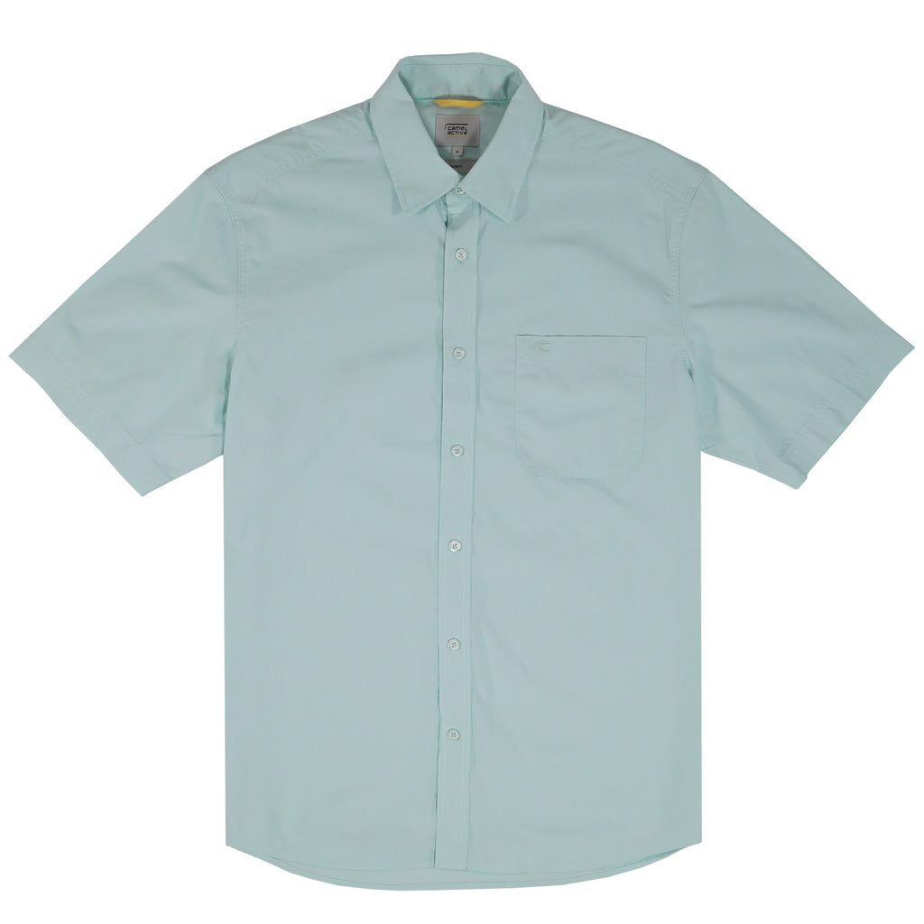 camel active | Short Sleeve Shirt in Regular Fit with Button Down Collar | Aqua