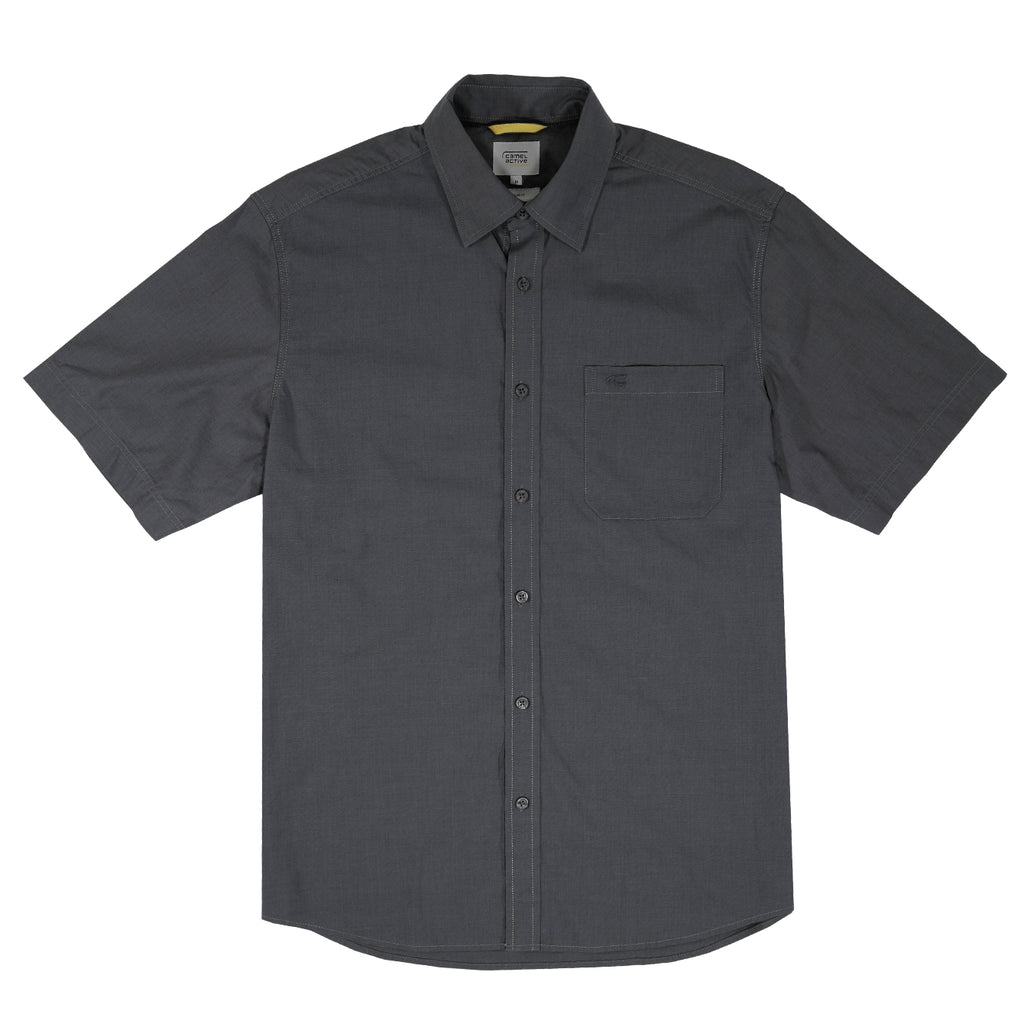 camel active | Short Sleeve Shirt in Regular Fit with Button Down Collar | Black