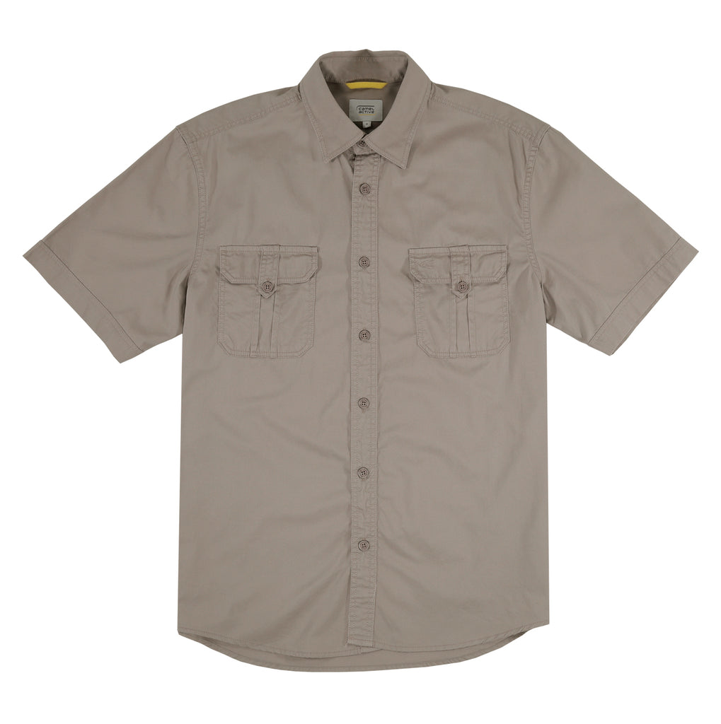 camel active | Short Sleeve Safari Shirt in Regular Fit | Brown