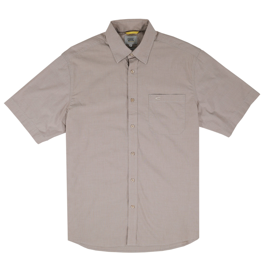 camel active | Short Sleeve Shirt in Regular Fit with Button Down Collar | Brown