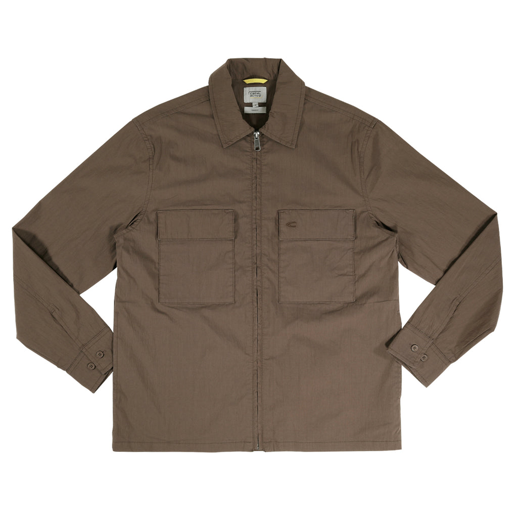 camel active | Long Sleeve Shacket in Regular Fit with Chest Pockets | Dark Brown