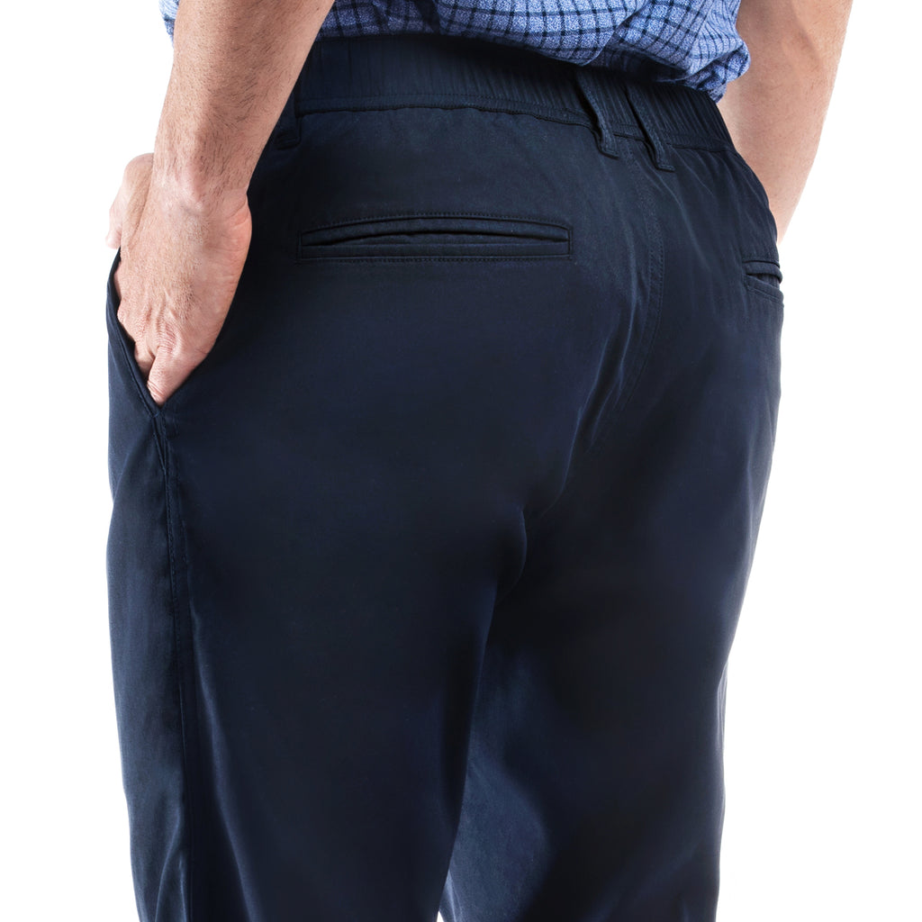 camel active | Chino Trousers in Regular Fit with Elasticated Waistband | Navy Blue