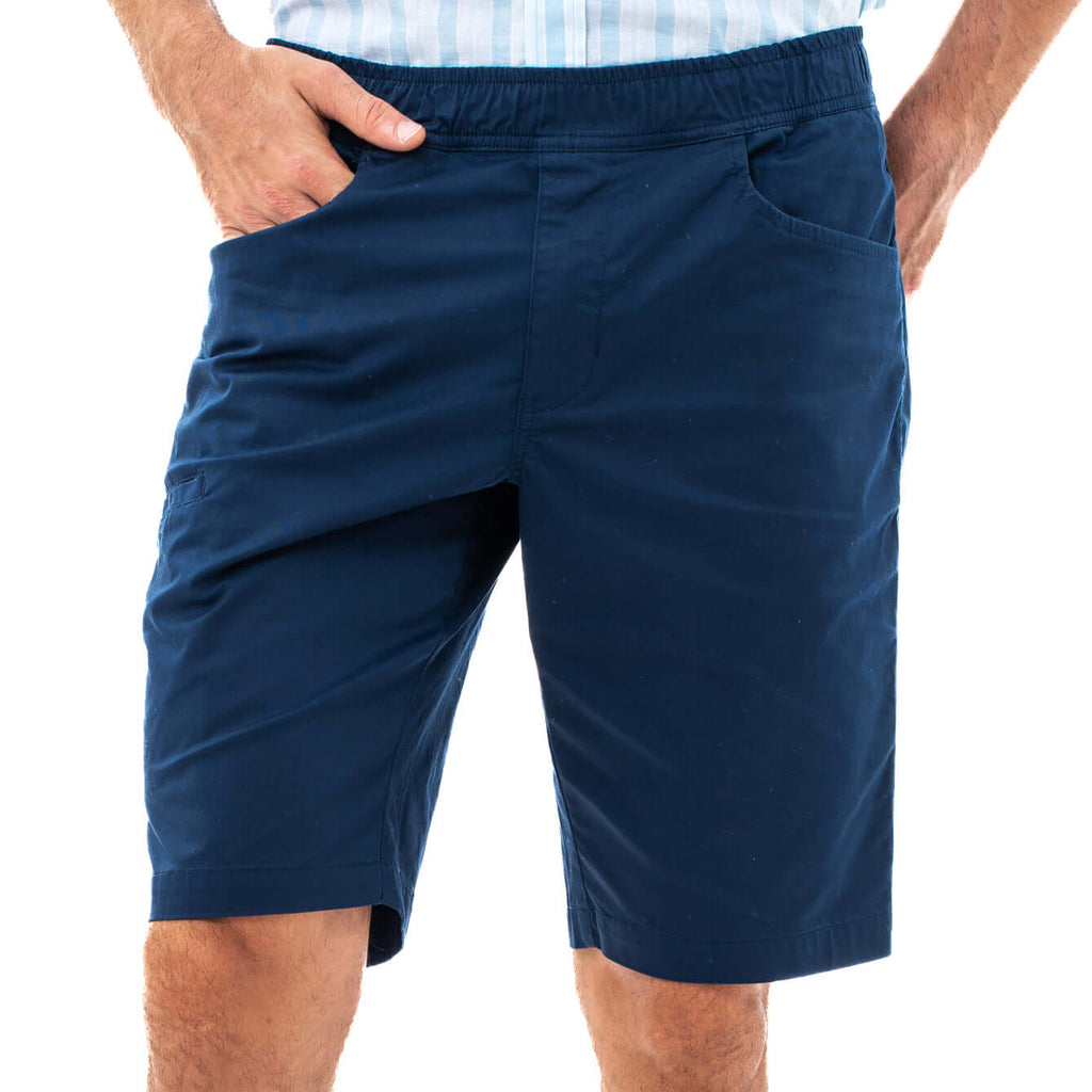 camel active | Bermuda Shorts in Regular Fit with Elasticated Waistband in Cotton Blend | Navy Blue