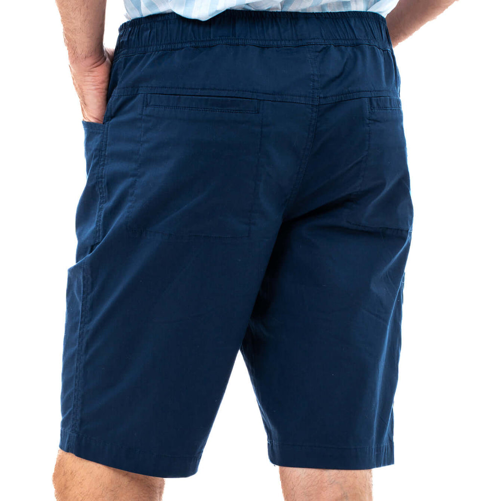 camel active | Bermuda Shorts in Regular Fit with Elasticated Waistband in Cotton Blend | Navy Blue