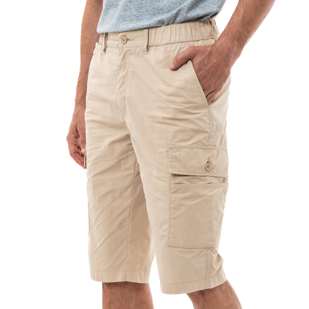 camel active | Cargo Shorts in Regular Fit with Elasticated Waistband in Cotton Blend | Sand