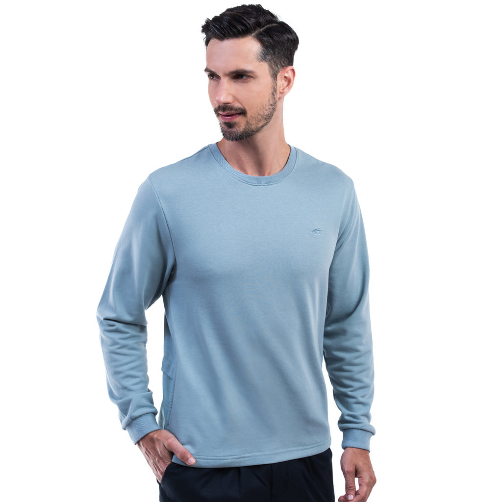 camel active | Long Sleeve Sweater in Regular Fit with Panelled Pocket | Blue Gray