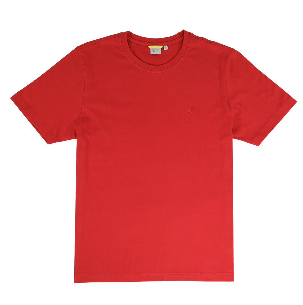 camel active | Short Sleeve T-Shirt Regular Fit Round Neck in Cotton Jersey | Red