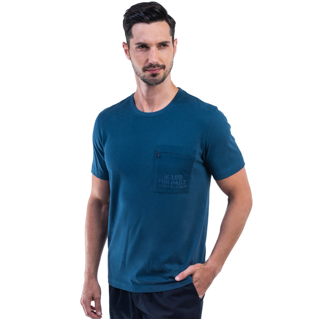 camel active | Short Sleeve T-Shirt in Regular Fit with Graphic Print | Navy Blue