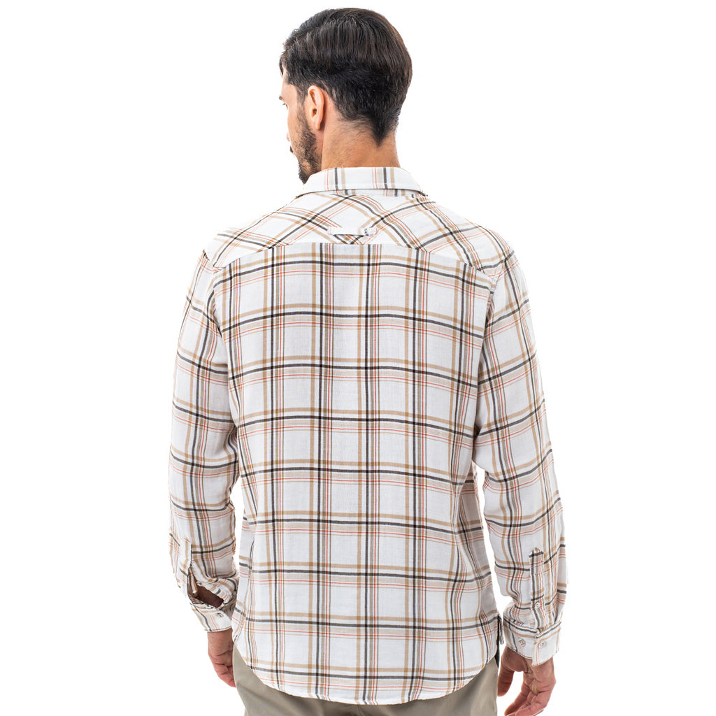 camel active | Long Sleeve Shirt in Regular Fit with Checkered in Cotton Double Face | Olive