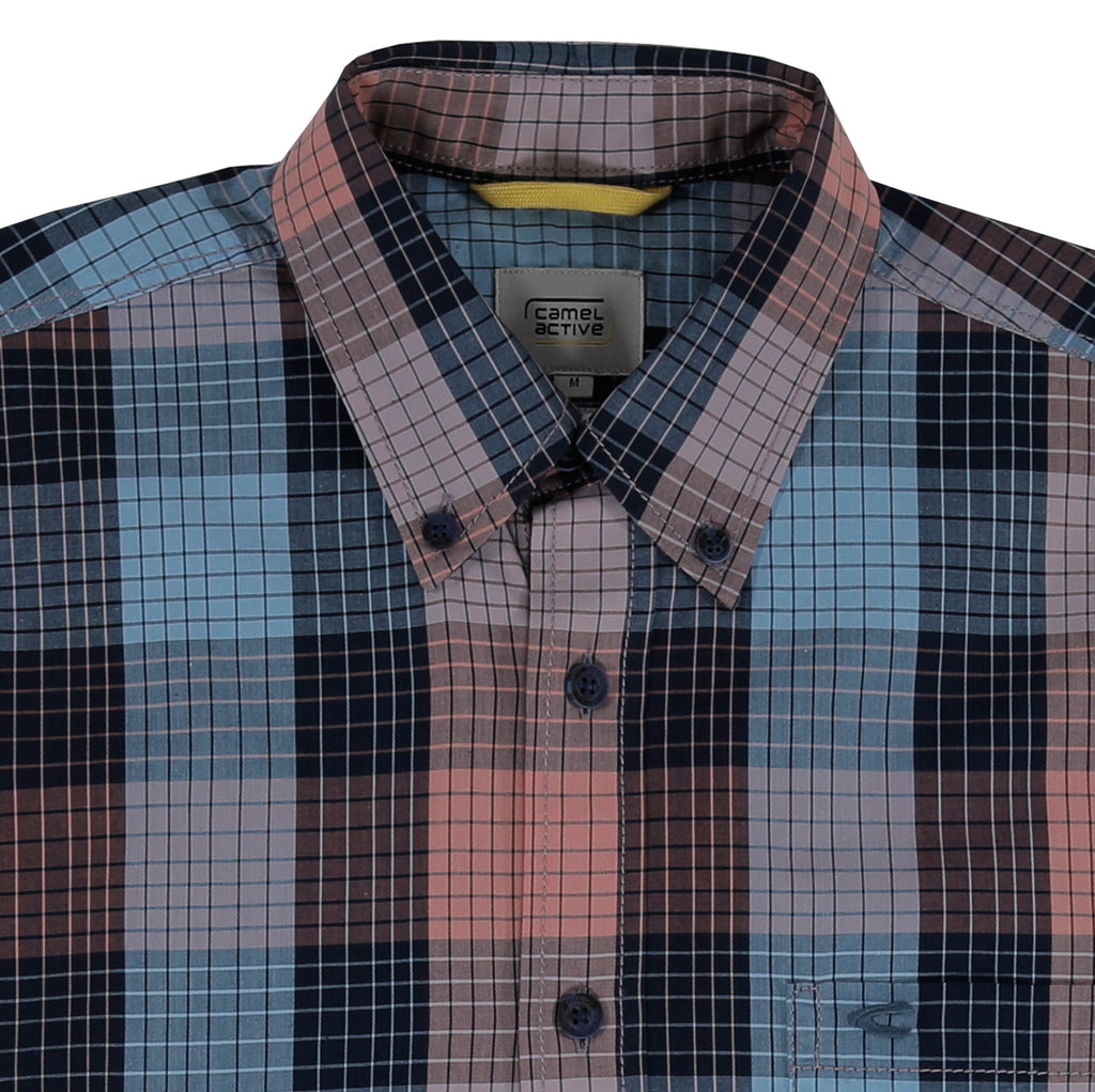 camel active | Short Sleeve Shirt in Regular Fit with Checkered | Peach